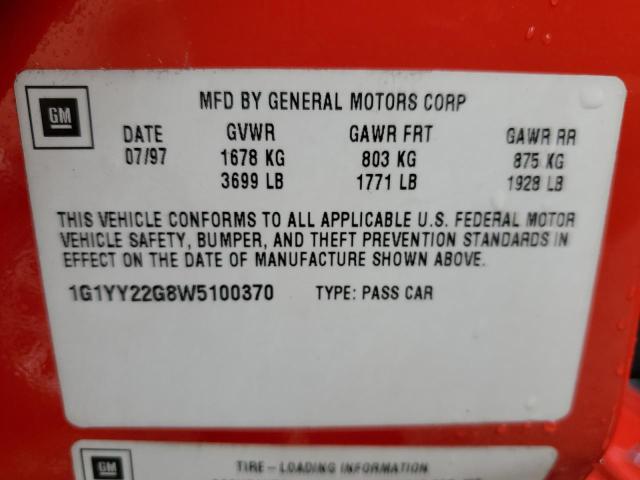 Photo 10 from auction – 1998 CHEVROLET CORVETTE with VIN 1G1YY22G8W5100370