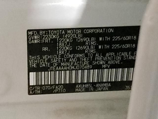 Photo 10 from auction – 2021 TOYOTA VENZA LE with VIN JTEAAAAH0MJ070489