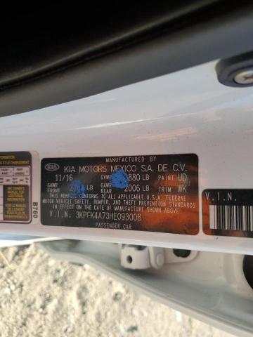 Photo 10 from auction – 2017 KIA FORTE LX with VIN 3KPFK4A73HE093008