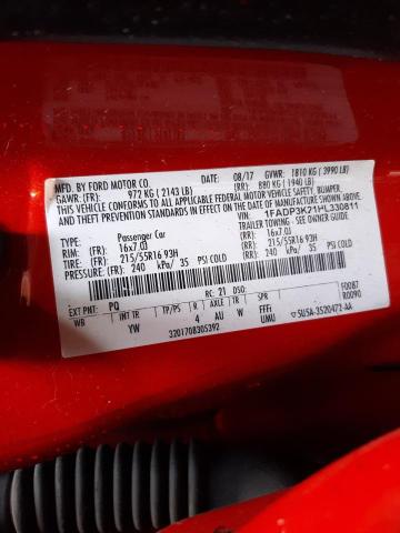 Photo 10 from auction – 2017 FORD FOCUS SE with VIN 1FADP3K21HL330811