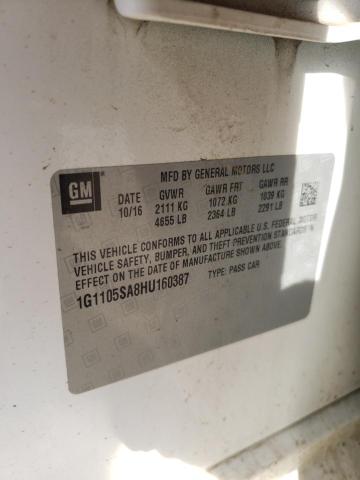 Photo 10 from auction – 2017 CHEVROLET IMPALA LT with VIN 1G1105SA8HU160387