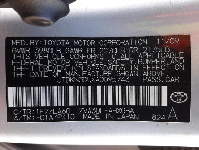 Photo 10 from auction – 2010 TOYOTA PRIUS with VIN JTDKN3DUXA0095743