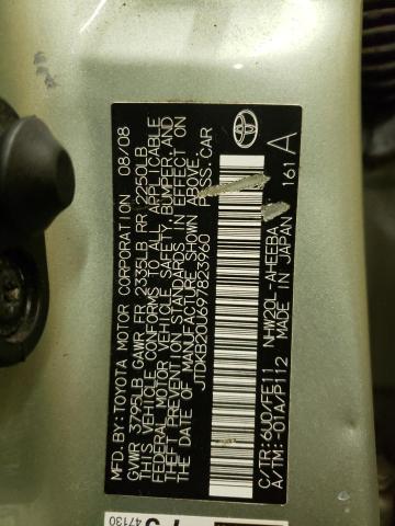 Photo 10 from auction – 2009 TOYOTA PRIUS with VIN JTDKB20U697823960