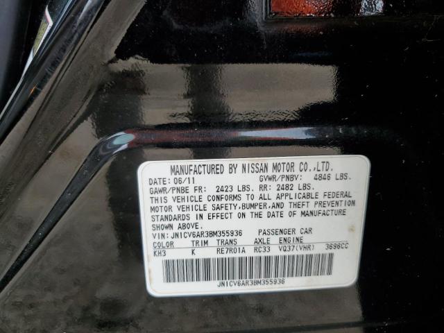 Photo 10 from auction – 2011 INFINITI G37 with VIN JN1CV6AR3BM355936