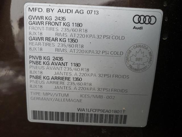 Photo 10 from auction – 2014 AUDI Q5 PREMIUM with VIN WA1LFCFP9EA018011