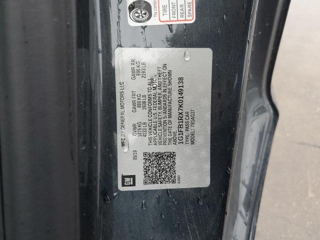 Photo 10 from auction – 2019 CHEVROLET CAMARO LS with VIN 1G1FB1RX7K0149138