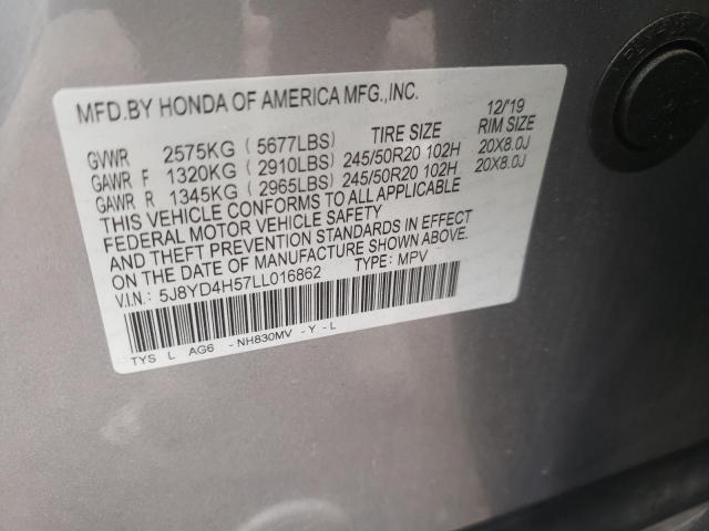 Photo 10 from auction – 2020 ACURA MDX TECHNO with VIN 5J8YD4H57LL016862