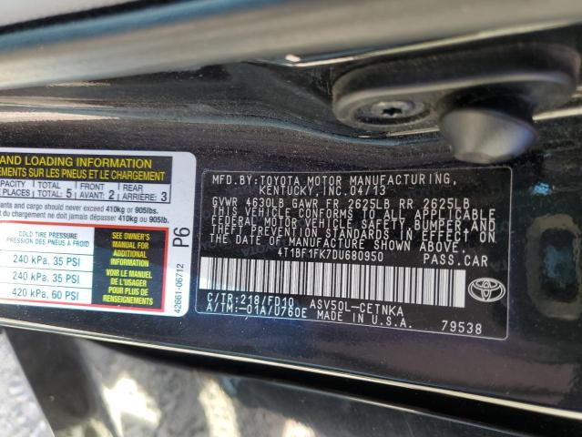 Photo 10 from auction – 2013 TOYOTA CAMRY L with VIN 4T1BF1FK7DU680950