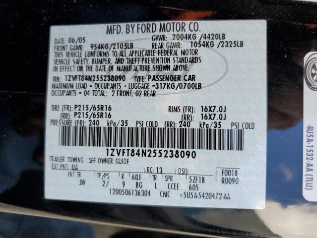 Photo 10 from auction – 2005 FORD MUSTANG with VIN 1ZVFT84N255238090