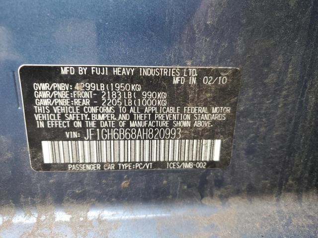 Photo 10 from auction – 2010 SUBARU IMPREZA 2. with VIN JF1GH6B68AH820993