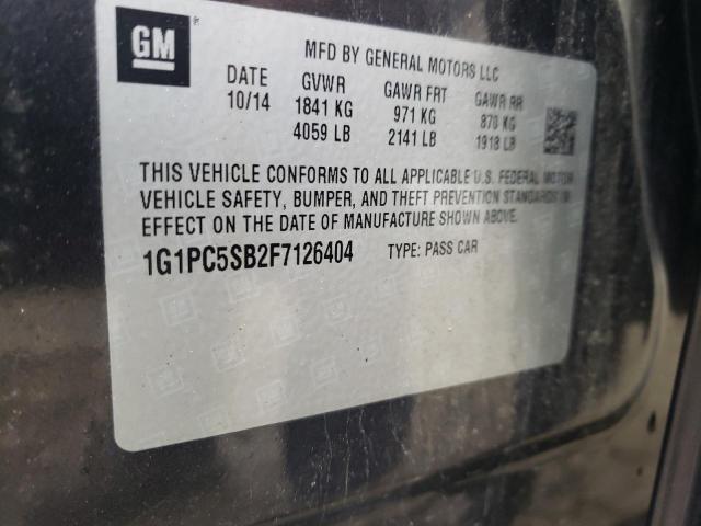 Photo 10 from auction – 2015 CHEVROLET CRUZE LT with VIN 1G1PC5SB2F7126404