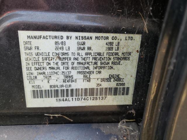 Photo 10 from auction – 2004 NISSAN ALTIMA BAS with VIN 1N4AL11D74C125137