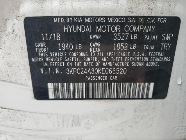 Photo 10 from auction – 2019 HYUNDAI ACCENT SE with VIN 3KPC24A30KE066520