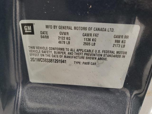 Photo 10 from auction – 2008 CHEVROLET IMPALA LT with VIN 2G1WC583381291941