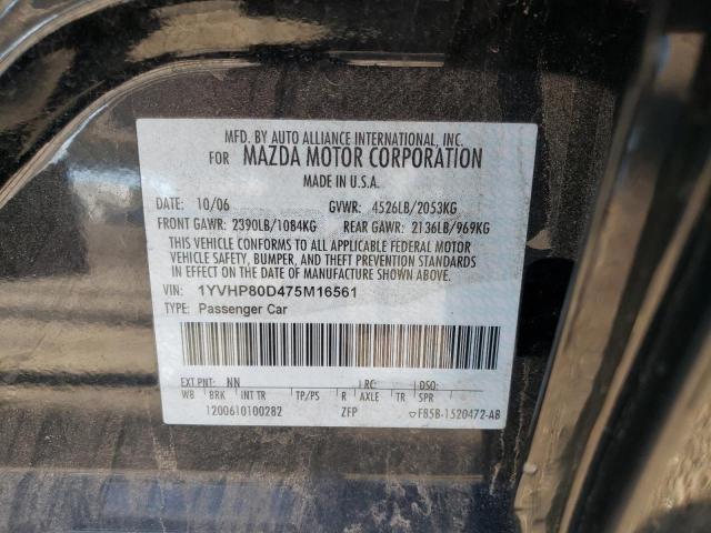 Photo 10 from auction – 2007 MAZDA 6 S with VIN 1YVHP80D475M16561