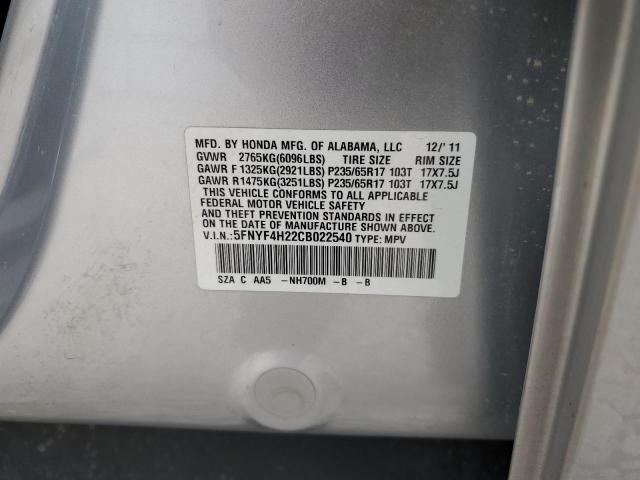 Photo 10 from auction – 2012 HONDA PILOT LX with VIN 5FNYF4H22CB022540
