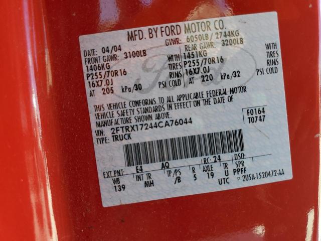 Photo 10 from auction – 2004 FORD F-150 HERI with VIN 2FTRX17244CA76044