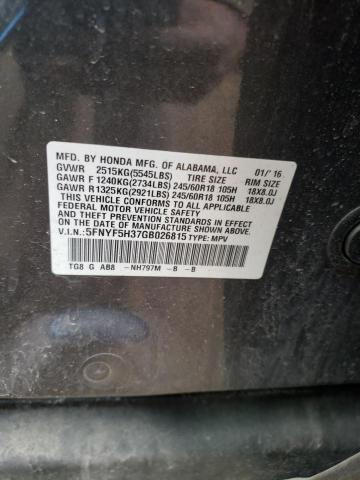 Photo 10 from auction – 2016 HONDA PILOT EX with VIN 5FNYF5H37GB026815