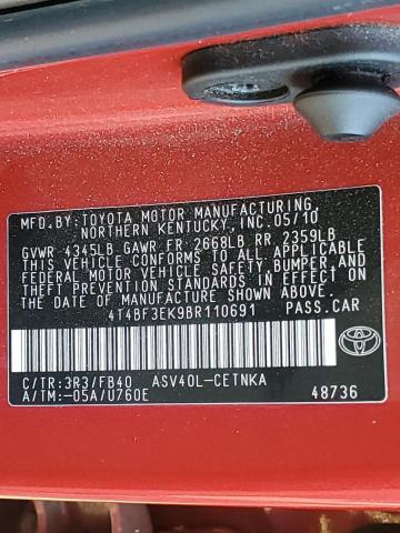 Photo 10 from auction – 2011 TOYOTA CAMRY BASE with VIN 4T4BF3EK9BR110691