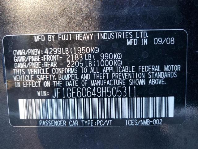 Photo 10 from auction – 2009 SUBARU IMPREZA 2. with VIN JF1GE60649H505311