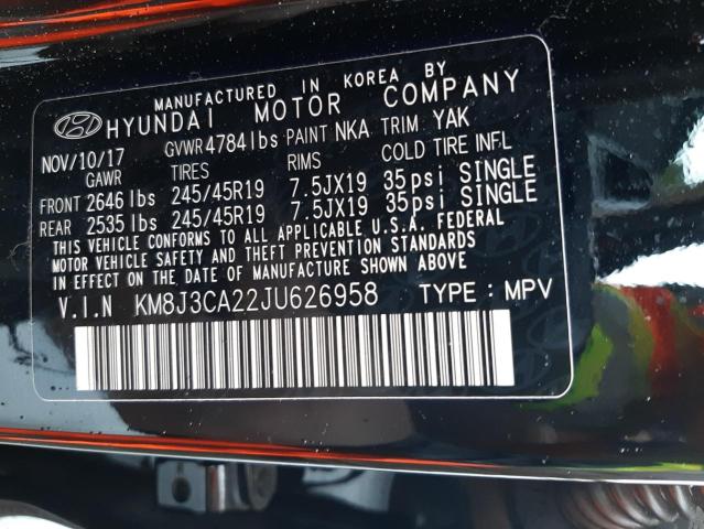 Photo 10 from auction – 2018 HYUNDAI TUCSON VAL with VIN KM8J3CA22JU626958