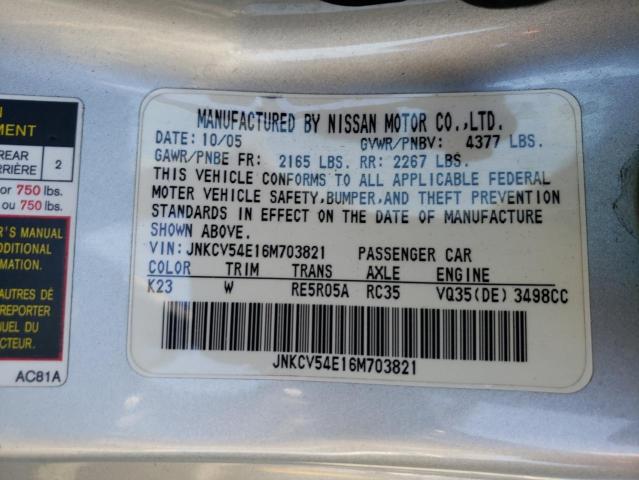 Photo 10 from auction – 2006 INFINITI G35 with VIN JNKCV54E16M703821