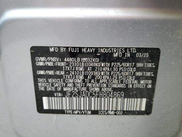 Photo 10 from auction – 2015 SUBARU FORESTER 2 with VIN JF2SJADC5FH804869