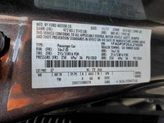 Photo 10 from auction – 2018 FORD FOCUS SE with VIN 1FADP3F20JL218209