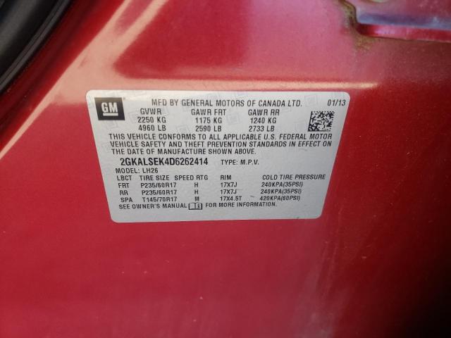 Photo 10 from auction – 2013 GMC TERRAIN SL with VIN 2GKALSEK4D6262414