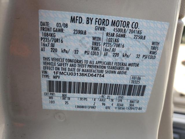 Photo 10 from auction – 2008 FORD ESCAPE XLT with VIN 1FMCU03138KD64754