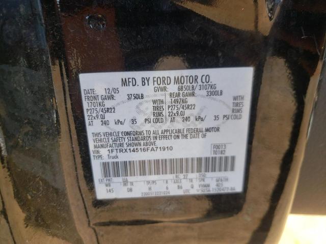 Photo 10 from auction – 2006 FORD F150 with VIN 1FTRX14516FA71910