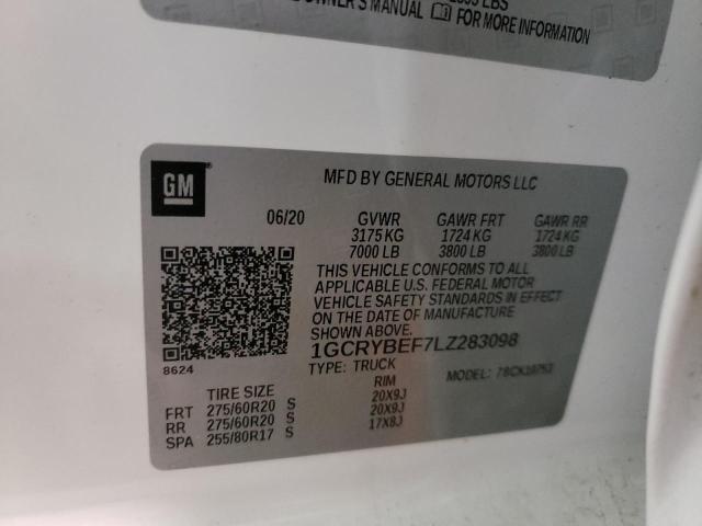 Photo 10 from auction – 2020 CHEVROLET SILVERADO with VIN 1GCRYBEF7LZ283098