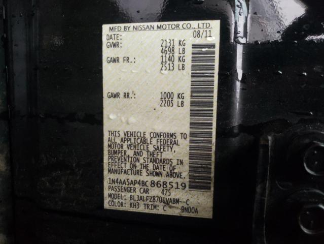 Photo 10 from auction – 2011 NISSAN MAXIMA S with VIN 1N4AA5AP4BC868519