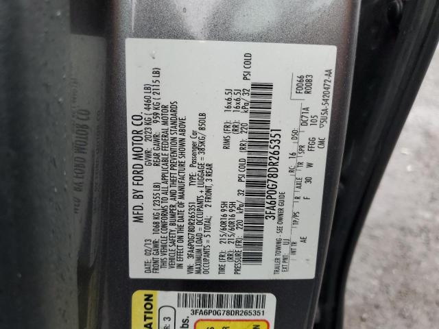 Photo 10 from auction – 2013 FORD FUSION S with VIN 3FA6P0G78DR265351