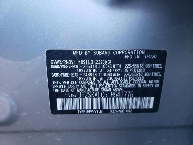 Photo 10 from auction – 2020 SUBARU FORESTER S with VIN JF2SKALC5LH541776