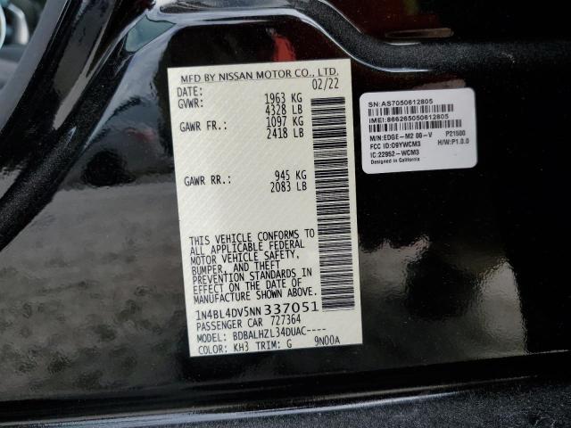 Photo 10 from auction – 2022 NISSAN ALTIMA SV with VIN 1N4BL4DV5NN337051
