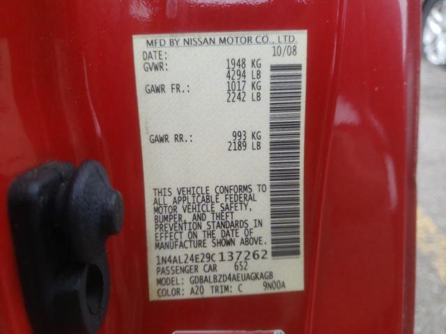 Photo 10 from auction – 2009 NISSAN ALTIMA 2.5 with VIN 1N4AL24E29C137262