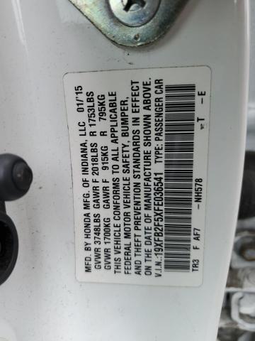 Photo 10 from auction – 2015 HONDA CIVIC LX with VIN 19XFB2F5XFE036541