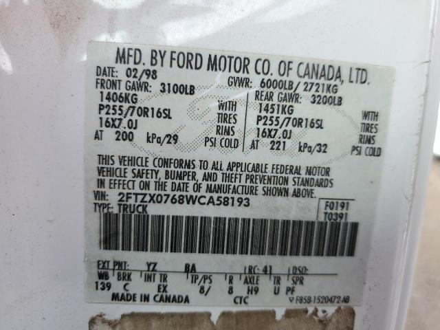 Photo 10 from auction – 1998 FORD F150 with VIN 2FTZX0768WCA58193