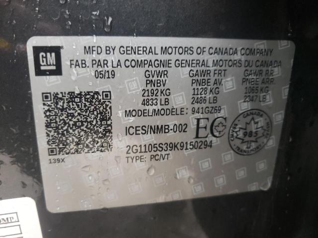 Photo 10 from auction – 2019 CHEVROLET IMPALA PRE with VIN 2G1105S39K9150294