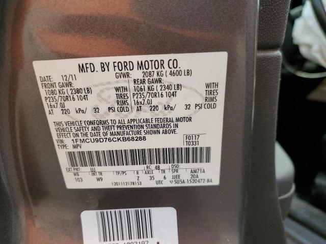Photo 10 from auction – 2012 FORD ESCAPE XLT with VIN 1FMCU9D76CKB68288