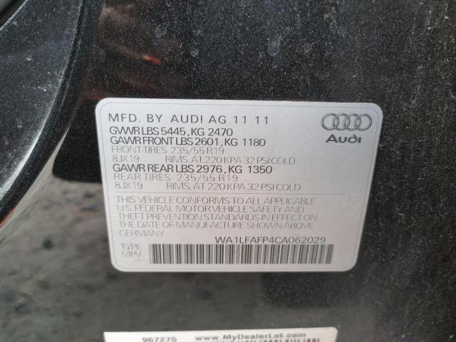 Photo 10 from auction – 2012 AUDI Q5 PREMIUM with VIN WA1LFAFP4CA062029