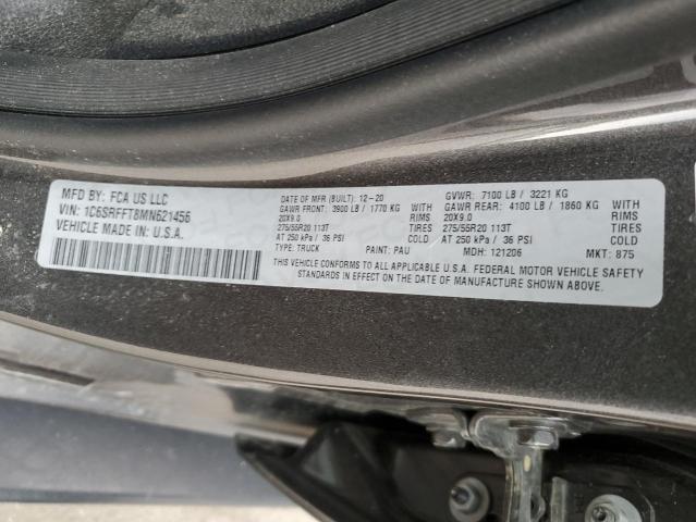 Photo 10 from auction – 2021 RAM 1500 BIG H with VIN 1C6SRFFT8MN621456