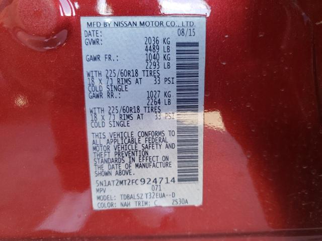 Photo 10 from auction – 2015 NISSAN ROGUE S with VIN 5N1AT2MT2FC924714