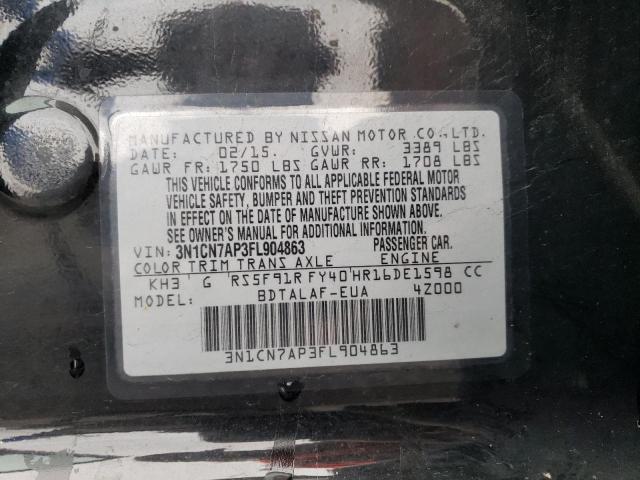 Photo 10 from auction – 2015 NISSAN VERSA S with VIN 3N1CN7AP3FL904863
