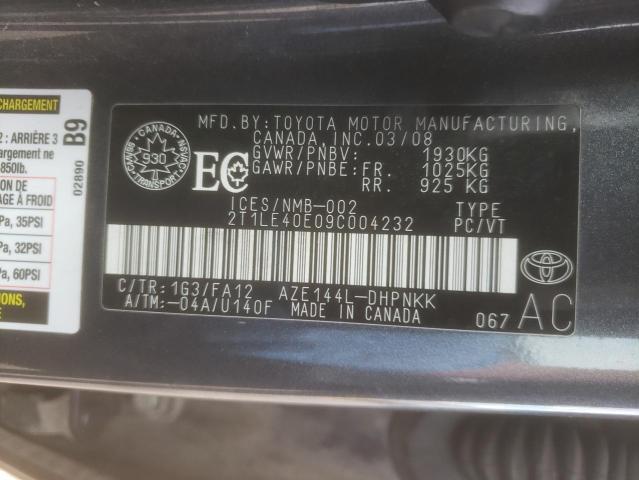 Photo 10 from auction – 2009 TOYOTA COROLLA MA with VIN 2T1LE40E09C004232