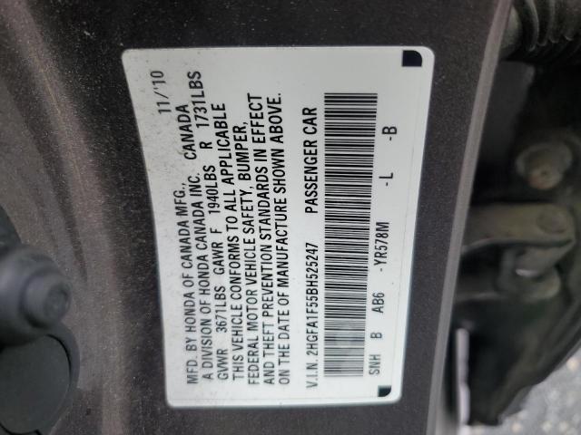 Photo 10 from auction – 2011 HONDA CIVIC LX with VIN 2HGFA1F55BH525247