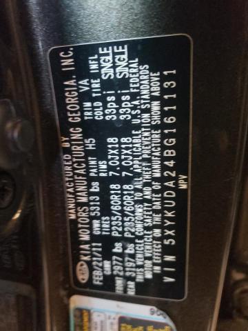 Photo 10 from auction – 2011 KIA SORENTO EX with VIN 5XYKUDA24BG161131