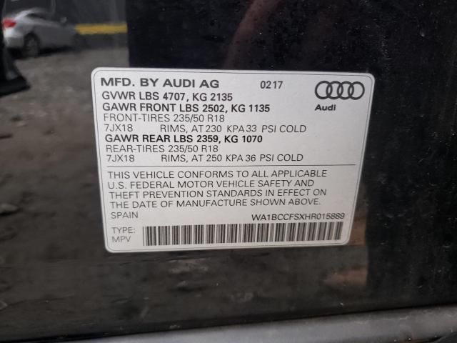 Photo 10 from auction – 2017 AUDI Q3 PREMIUM with VIN WA1BCCFSXHR015889