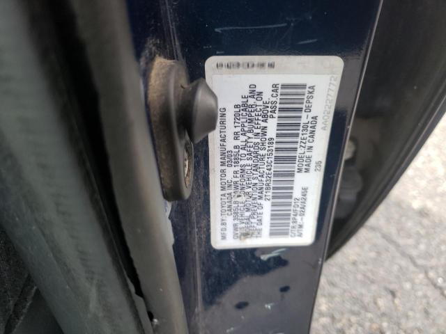 Photo 10 from auction – 2003 TOYOTA COROLLA CE with VIN 2T1BR32E43C153189